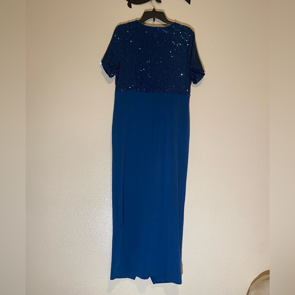 GXDS Women’s Elegant Blue Sequin Wrap Dress Size2XL - Picture 3 of 12